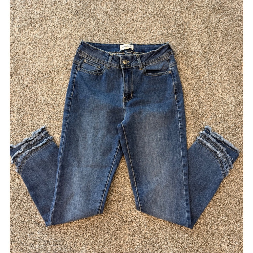 Charlie B Blue High Rise Fringed Hem Skinny Jeans C5273S-431A Womens 6